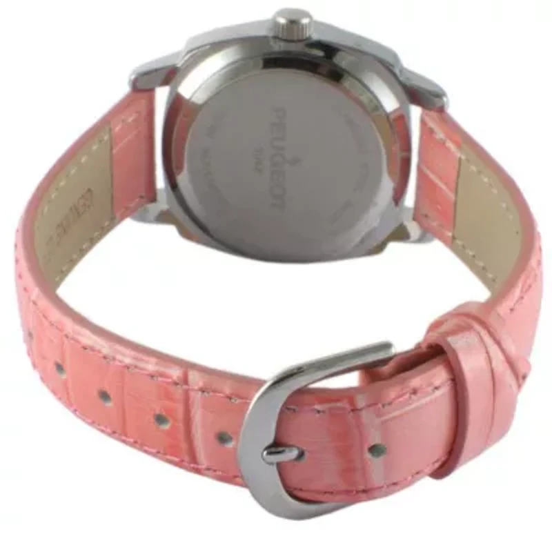 Women's 28mm Pink Watch with Crystal Bezel Leather Strap