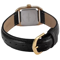 Peugeot Women's 34x24mm Tank Watch with Crystal Bezel Leather Strap