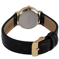 Peugeot Women's Classic Easy Read Black Watch with Black Leather Strap