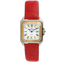 Peugeot Women's Watch 36mm Square Tank Shape Red Leather Strap Watch