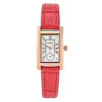 Women's Contour Tank Shape Case Red Watch with Roman Numerals