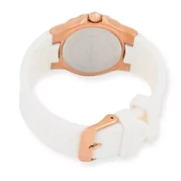 Peugeot Women's Rose Gold Wrist Watch with Crystal Bezel and Silicone Rubber Band