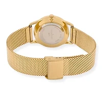 Peugeot Women's 30mm Wafer Slim Gold Plated Case Watch with Mesh Band