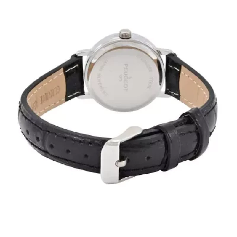 Womens Small Face Easy Read Minimalist Black Leather Strap Watch