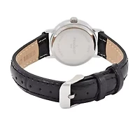 Womens Small Face Easy Read Minimalist Black Leather Strap Watch