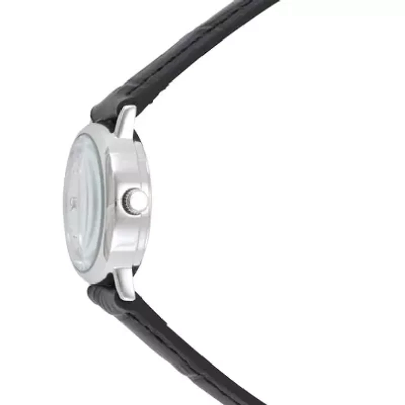 Womens Small Face Easy Read Minimalist Black Leather Strap Watch