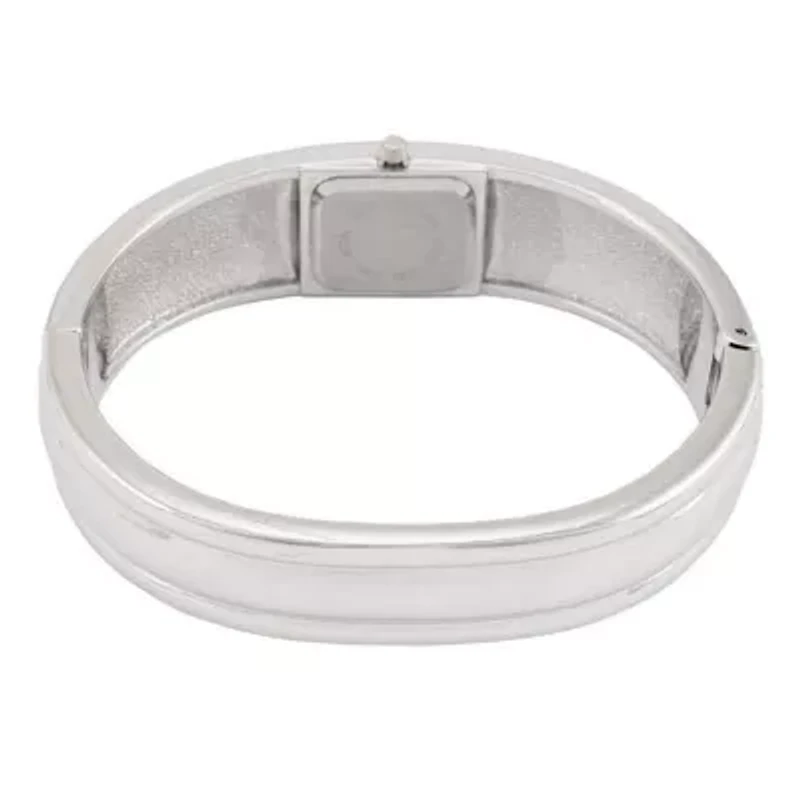Women's Silver-Tone Crystal Accented Cuff Bangle Fashion Watch