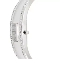 Women's Silver-Tone Crystal Accented Cuff Bangle Fashion Watch