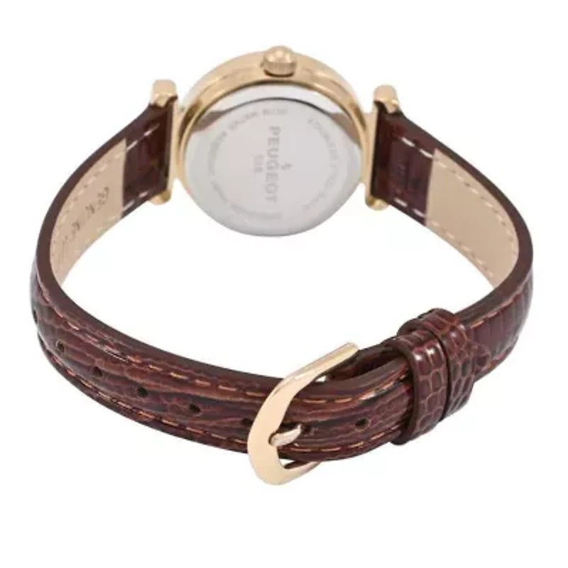 Women's Silver Petite 25mm Sun-Moon Watch with Black Glossy Leather Strap