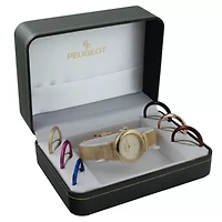 Peugeot Women's Gold Watch Gift Set with 7 Changeable Bezels