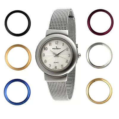 Peugeot Women's Silver Watch Gift Set with 7 Changeable Bezels