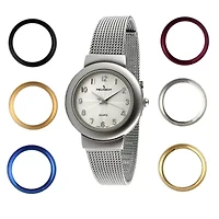 Peugeot Women's Silver Watch Gift Set with 7 Changeable Bezels