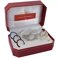 Peugeot Women's Silver Watch Gift Set with 7 Changeable Bezels
