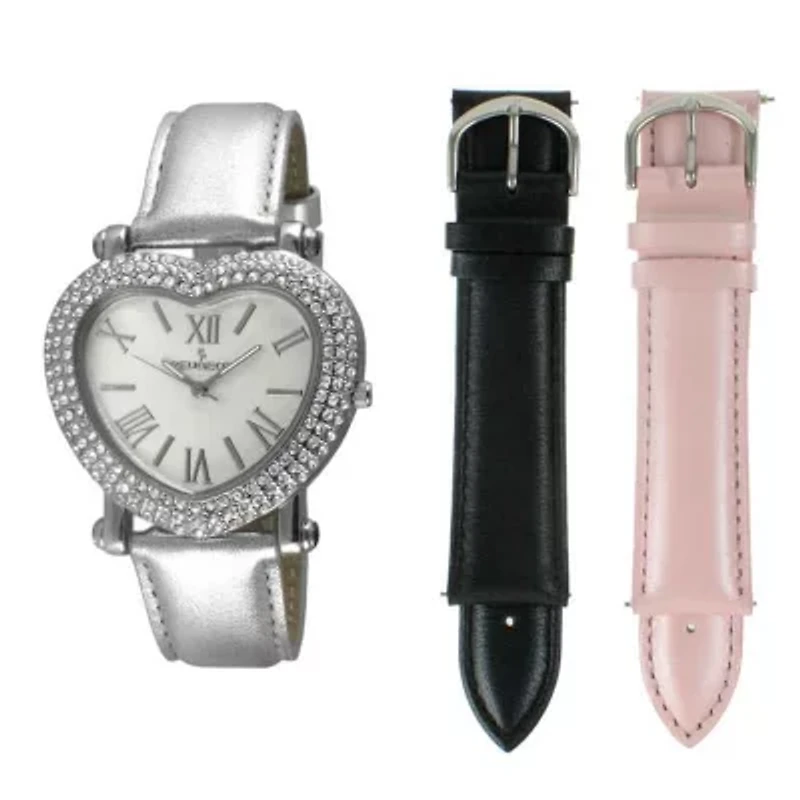Women's Heart Shaped Watch Gift Set with Interchangeable Bands