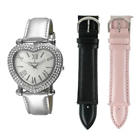 Women's Heart Shaped Watch Gift Set with Interchangeable Bands