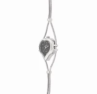 Womens Silver Heart Shape Wire Watch with Black dial