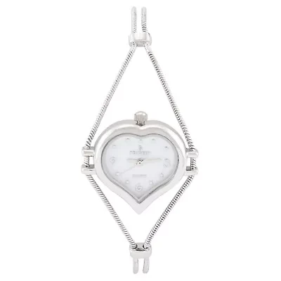 Womens Silver Heart Shape Wire Watch with White dial