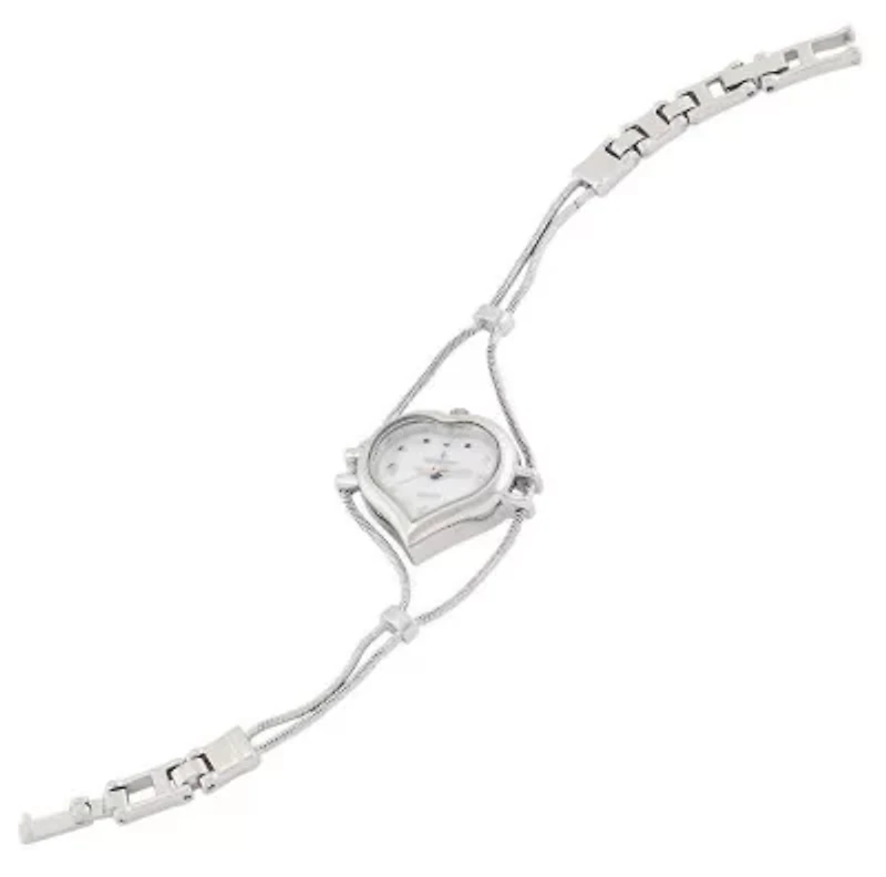Womens Silver Heart Shape Wire Watch with White dial