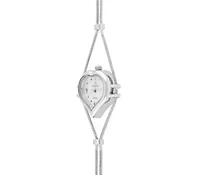 Womens Silver Heart Shape Wire Watch with White dial