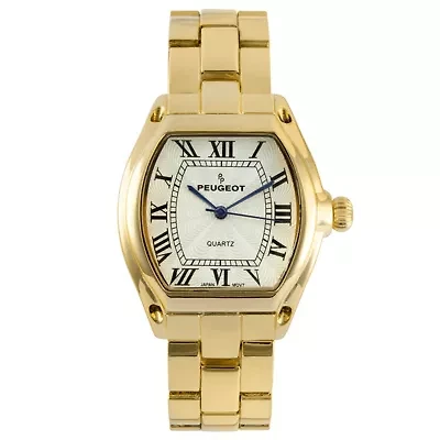 Peugeot Women's Gold Status Bracelet Watch 36x33mm Barrel Shape Roman Dial