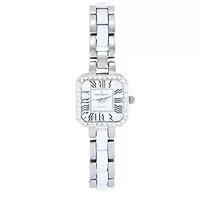 Womens Crystal Accented Square Silver-Tone Acrylic Link Watch