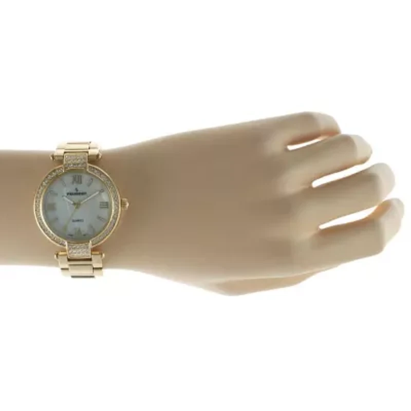 Women 38mm Gold Plated Bracelet Watch With Crystal Bezel