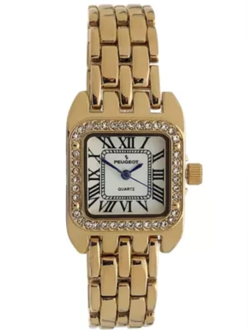 Peugeot Women's 24mm Gold Tank Panther Link Bracelet Watch