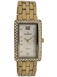 Peugeot Women's 40x25mm Gold Bracelet Watch with Crystal Bezel