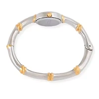 Women's Oval 20mm Two-Tone Bamboo Design Bangle Bracelet Watch