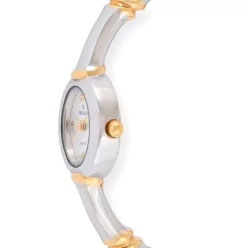 Women's Oval 20mm Two-Tone Bamboo Design Bangle Bracelet Watch