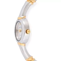 Women's Oval 20mm Two-Tone Bamboo Design Bangle Bracelet Watch