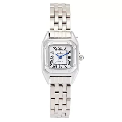 Womens 20x22mm Silver-Tone Panther Link Bracelet Watch