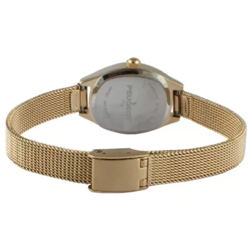 Peugeot Women's White Dial  Sun Moon Watch 30x20mm Calendar Mesh Bracelet