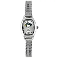 Peugeot Women's Silver Dial  Sun Moon Watch 30x20mm Calendar Mesh Bracelet