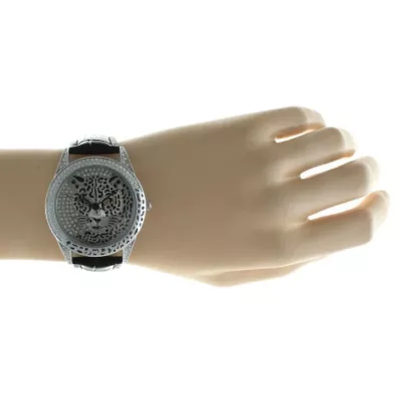 Women's Couture Silver Watch Leopard Dial Swarovski Crystal