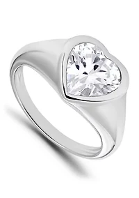 Sterling Silver Heart Shaped Cubic Zirconia Ring