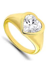 Sterling Silver Heart Shaped Cubic Zirconia Ring