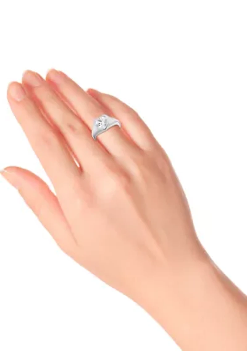 Sterling Silver Heart Shaped Cubic Zirconia Ring