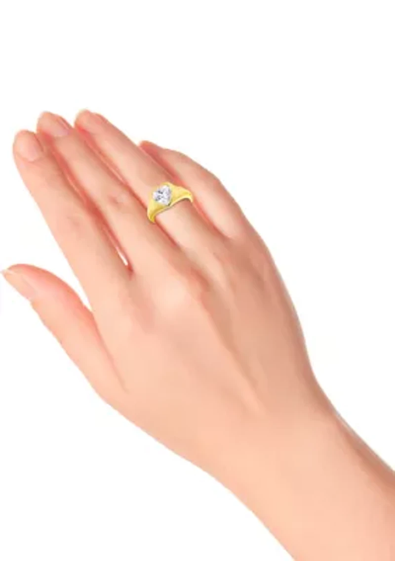 Sterling Silver Heart Shaped Cubic Zirconia Ring