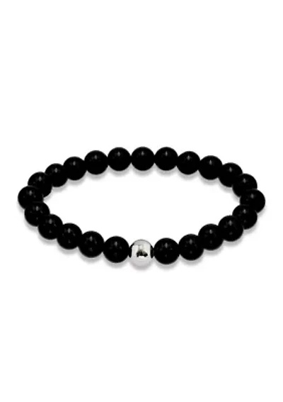 Fine Silver Plated Beaded Stretch Bracelet