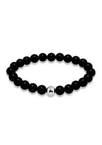 Fine Silver Plated Beaded Stretch Bracelet