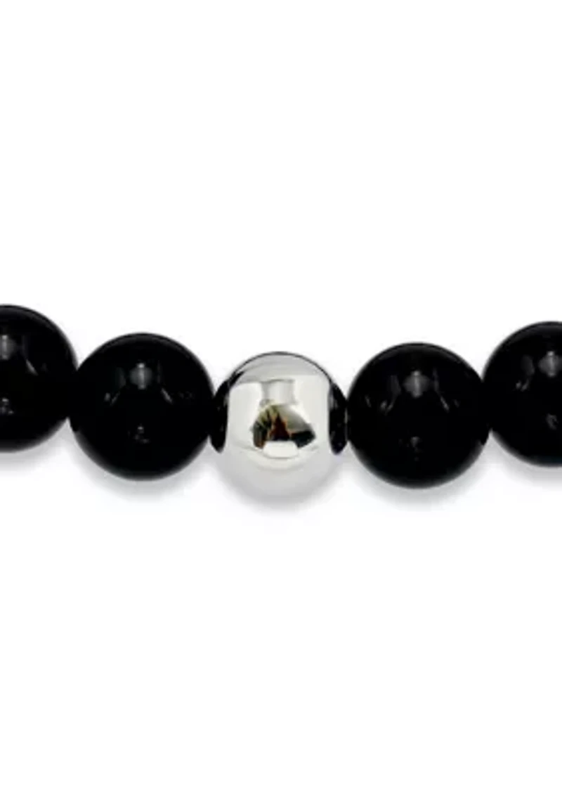 Fine Silver Plated Beaded Stretch Bracelet