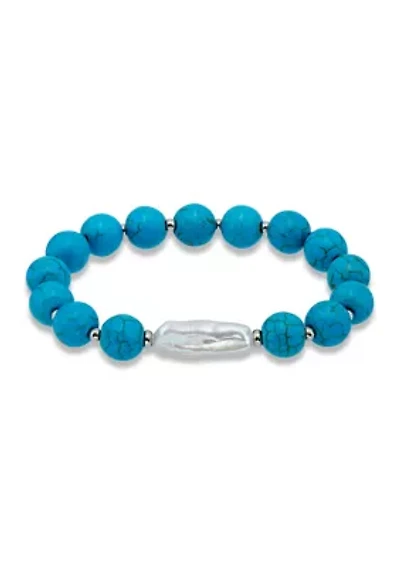 Fine Silver Plated Beaded Stretch Bracelet