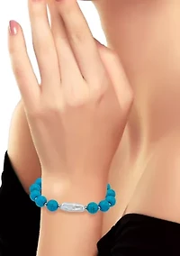 Fine Silver Plated Beaded Stretch Bracelet