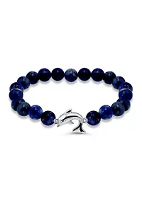 Silver Plated Dolphin Charm Beaded Stretch Bracelets