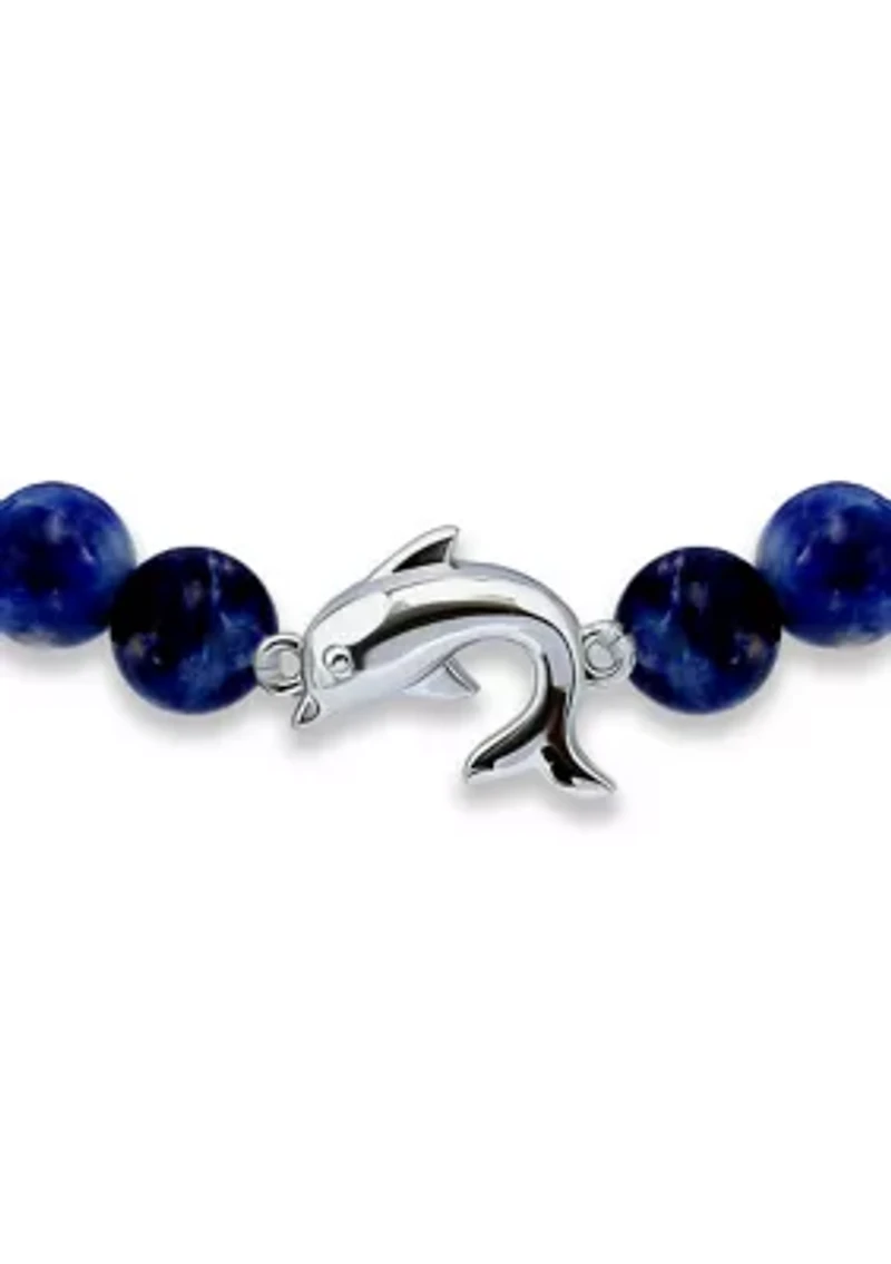 Silver Plated Dolphin Charm Beaded Stretch Bracelets