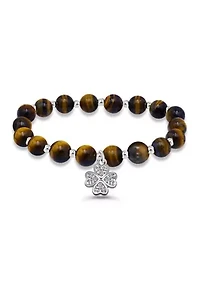 Silver Plated Clover Charm Stretch Bracelet