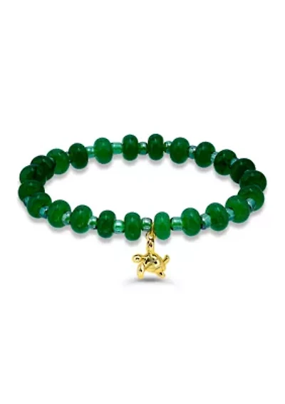 Gold Plated Sea Turtle Charm Stretch Bracelet 