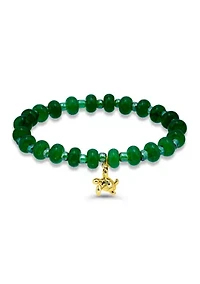 Gold Plated Sea Turtle Charm Stretch Bracelet 