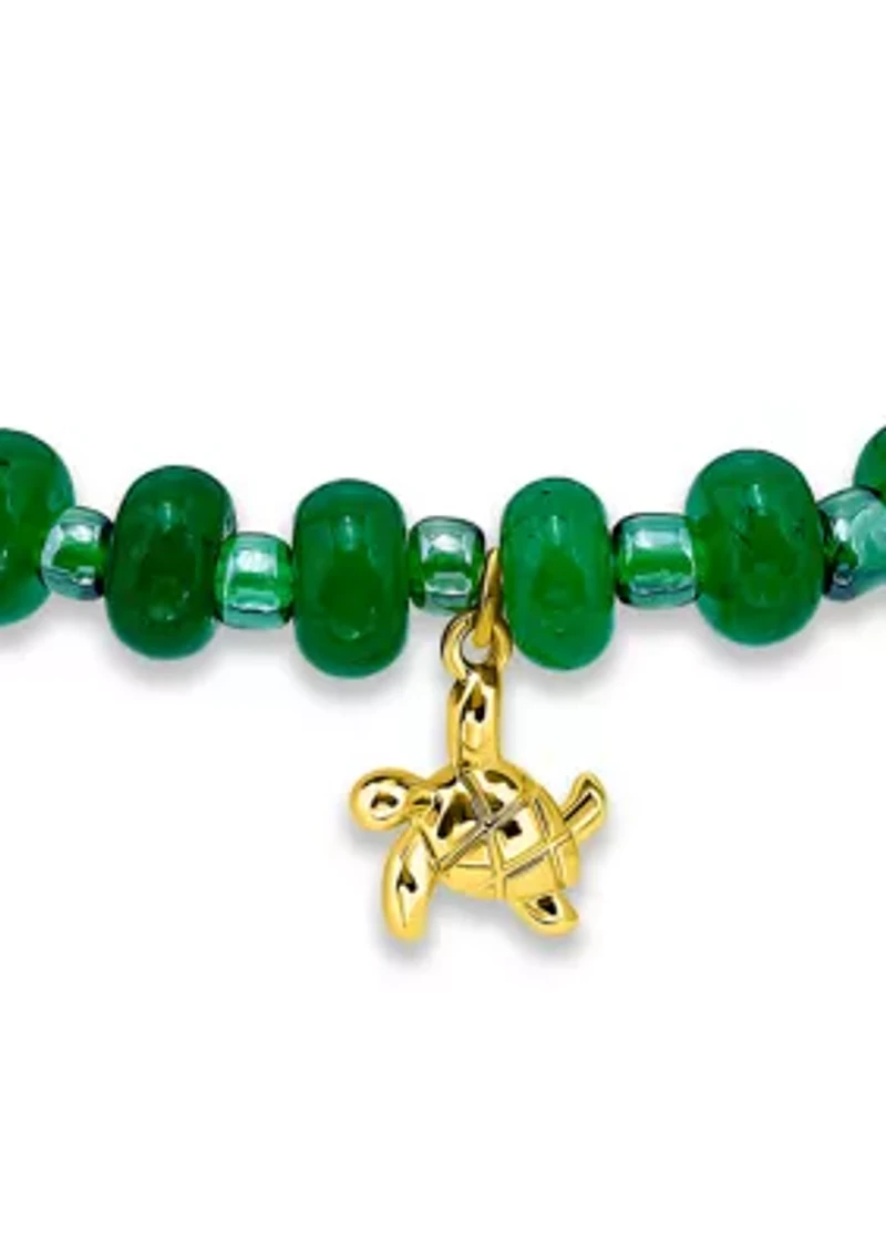 Gold Plated Sea Turtle Charm Stretch Bracelet 